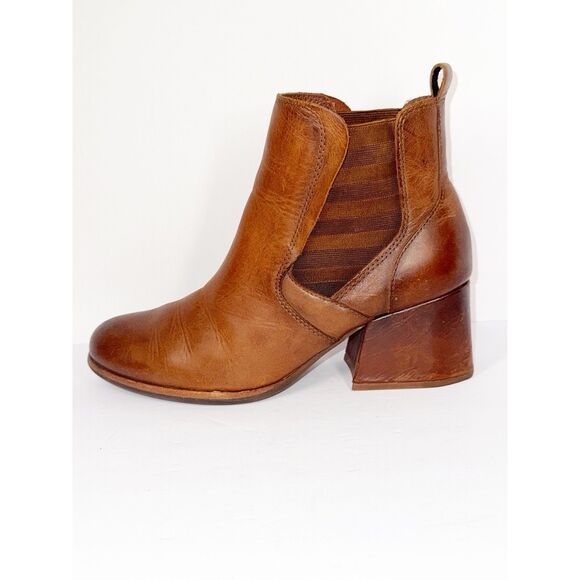 Kork Ease Albin Ankle Boot Pull On Brown Leather Bootie Chelsea Chunky Heel 8.5 - Picture 8 of 15